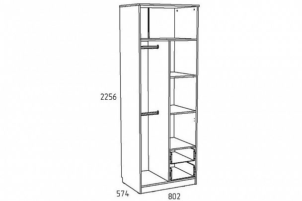 Шкаф платяной Акварель НМ 014.07 М - Вид 3