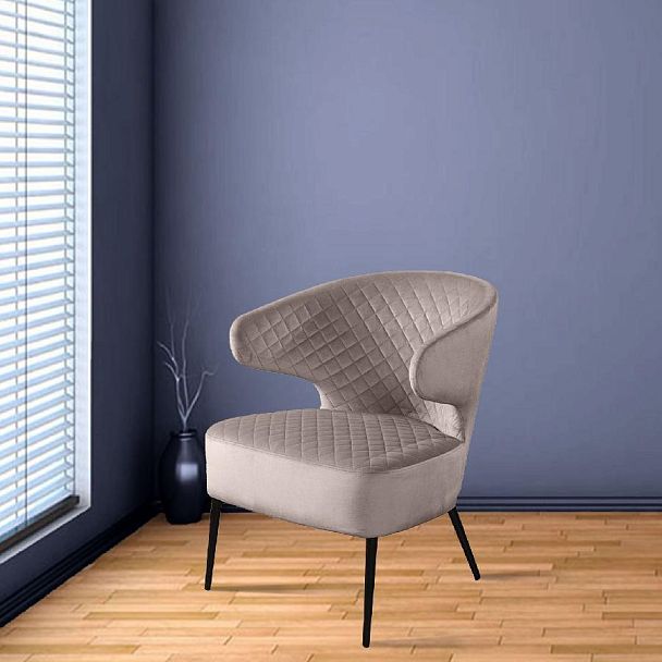 Кресло Richard ромб, бархат пепельно-бежевый 25 - Вид 4