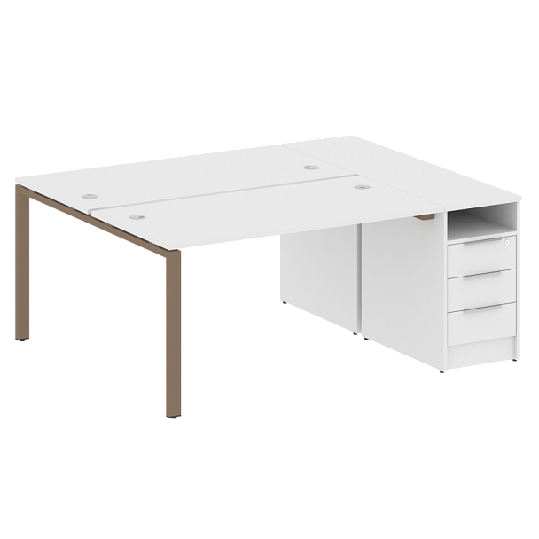 Metal System Р. ст. с тумбой на П-образном м/к БП.РС-СТП-2.3 Белый/Мокко металл 1812*1475*750 - Вид 1