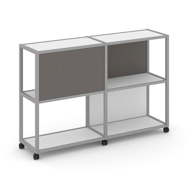 Shelf Mobile Стеллаж 3 уровня 2 секции VR.LT-STK-313.10 Белый Бриллиант/Металл Серый/W-26 1970*400*1046 - Вид 1