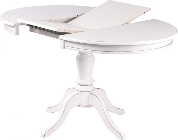 Стол деревянный раздвижной Элат D90(130)х90х76 Белый с серебряной патиной - Вид 4