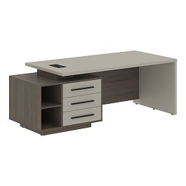 Стол руководителя с тумбой VCT 2190(L) Аметист/Черный матовый/Дуб Сильвер 2100х900х750 VELION - Фото предпросмотра