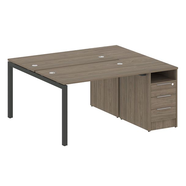 Metal System Quattro Р. ст. с тумбой на П-образном м/к 50БП.РС-СТП-2.2 Вяз/Антрацит металл 1612*1475*750 - Вид 1