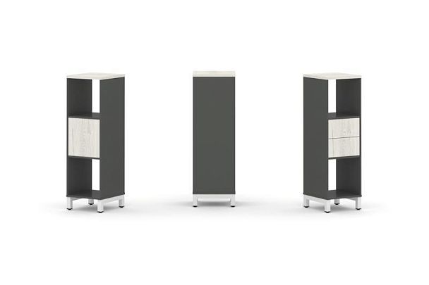 Стайл Проджект Набор стеллажа 1 сторон., 3 яр. SN.NS-311 Антрацит/Дуб Наварра/Металл Белый 387*400*1 - Вид 1