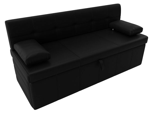 Кухонный прямой диван Лео (полностью экокожа черная) - Вид 5