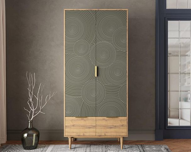 Шкаф двухстворчатый с ящиками Line R26/browngrey - Вид 5