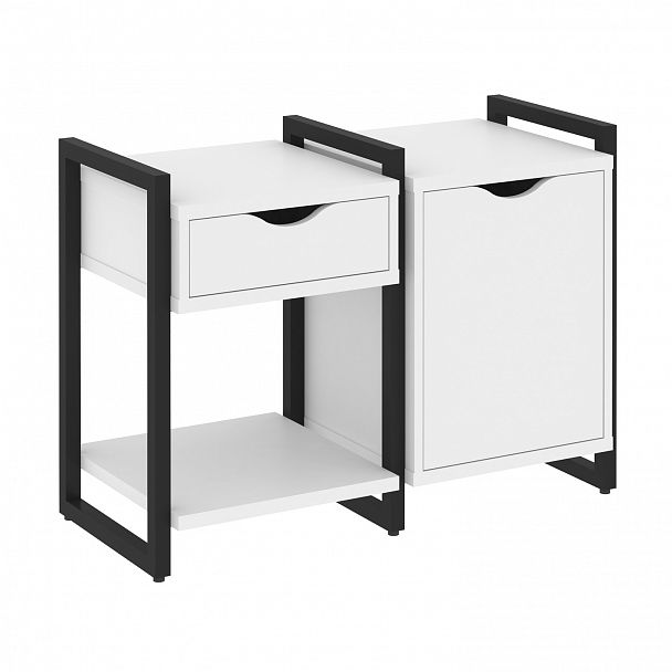 Тумба на опорах наборная "Loft" VR.L-TN-3.O белый бриллиант/черный - Вид 1
