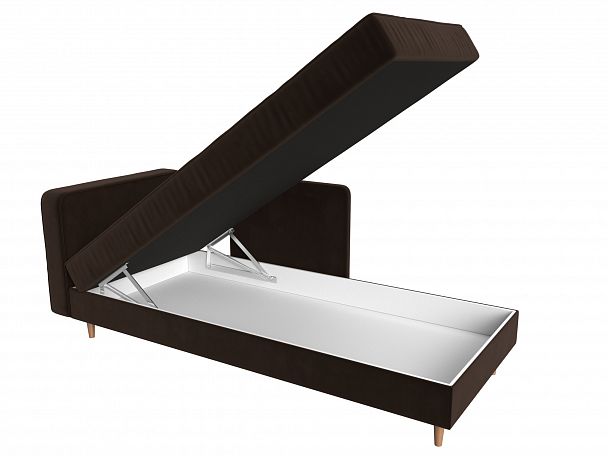 Кушетка Прайм левый (полностью микровельвет коричневый) - Вид 6