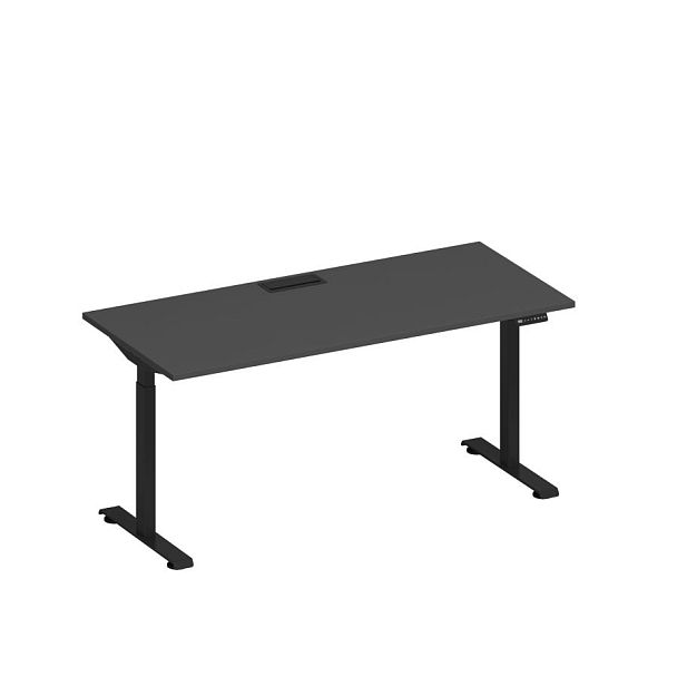 Стол письменный на электроприводе с заглушкой Elevo А2 ЧР 004 АР антрацит премиум / черный гладкий - Вид 1