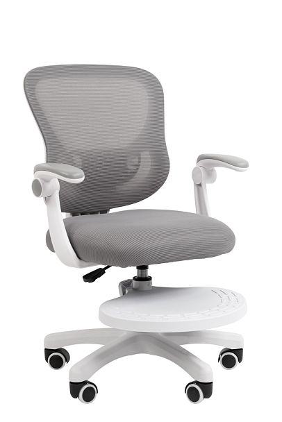 Кресло детское компьютерное CHAIRMAN CH106 серый, с подножкой - Вид 1