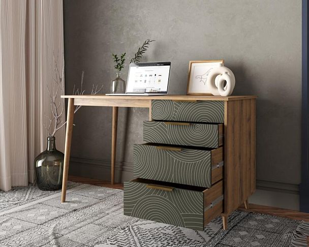 Стол рабочий Line одной тумбой R23/browngrey - Вид 2