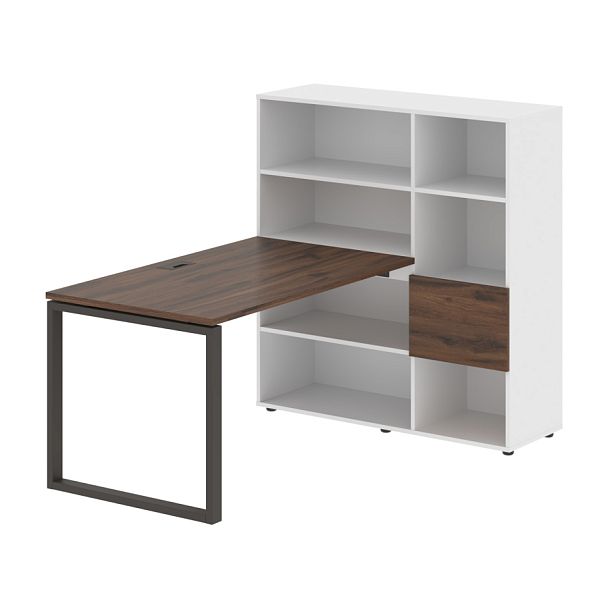 Стол-стеллаж EQRST 1213 Дуб Денвер тёмный/Мокко/Белый 1790х1250х1355 EDIS - Вид 1