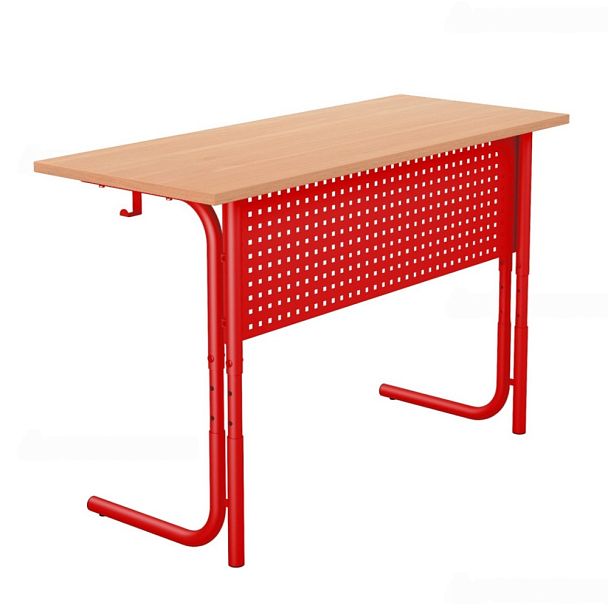 Стол ученический 100РП, 2-местный, регулируемый (экран-перфорация) на круглой трубе (м/к Красный, Синий, Зеленый), гр.5-7 - Вид 5