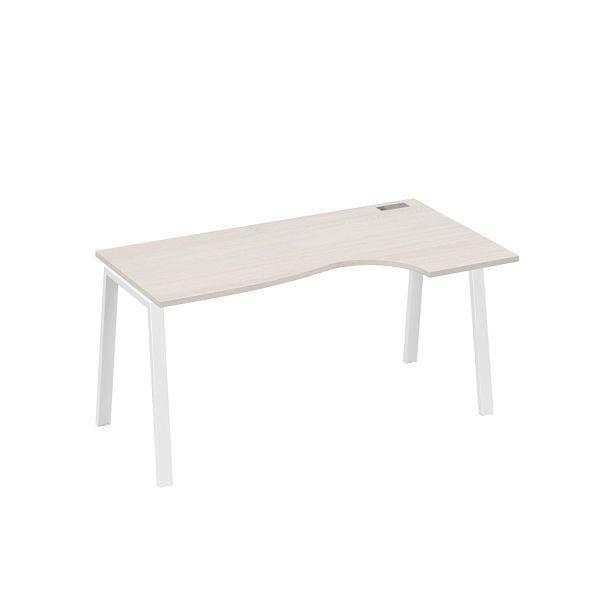 Стол эргономичный правый "Классика" на металлокаркасе TRE A4 А4 Б3 046 БП дуб / металлокаркас белый - Вид 1