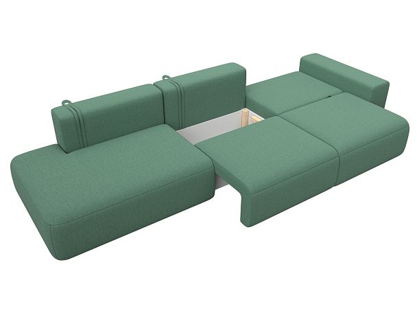Диван прямой Лига-036 НПБ Модерн Лонг подлокотник справа Рогожка зеленый - Вид 8