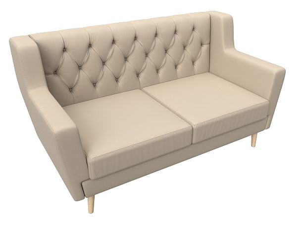 Прямой диван Брайтон 2 Люкс (полностью экокожа бежевая) - Вид 5