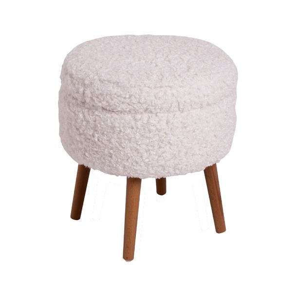 Пуф Ottis, иск.мех Esckimo 01, ножки бук под лак - Вид 1