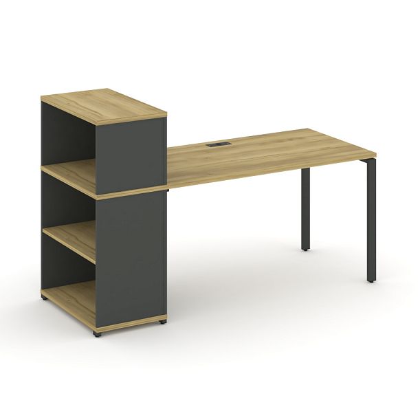 Concept Стол рабочий с опорным стеллажом с надставкой низ. CN.SP-209 Дуб Винченцо/Антрацит/Металл Антрацит 1400*720*1140 - Вид 1