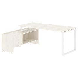 Стол с тумбой EQCT 19814 Ясень Траун/Белый 1960х1400х750 EDIS - Фото предпросмотра