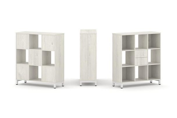 Стайл Проджект Набор стеллажа 1 сторон., 3 яр. SN.NS-331 Дуб Наварра/Металл Белый 1121*400*1248 - Вид 1