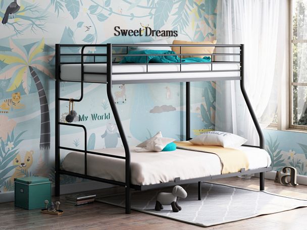 Двухъярусная кровать "Гранада-3 140" черная - Вид 1