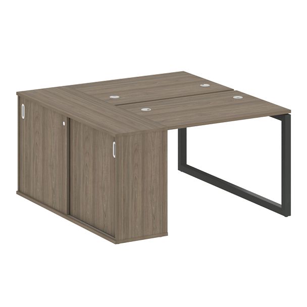 Metal System Quattro Р. ст. с шкафом-купе на О-образном м/к 50БО.РС-СШК-1.1 Т Вяз/Антрацит металл 1410*1475*750 - Вид 1