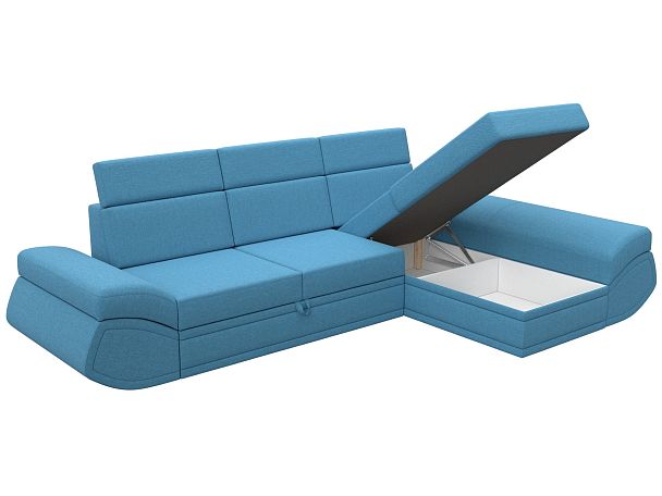 Диван угловой Лига-032 правый угол Рогожка голубой - Вид 8