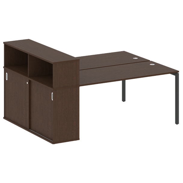 Metal System Quattro Р. ст. с шкафом-купе на П-образном м/к 40БП.РС-СШК-2.4 Т Венге/Антрацит металл 2010*1475*1098 - Вид 1