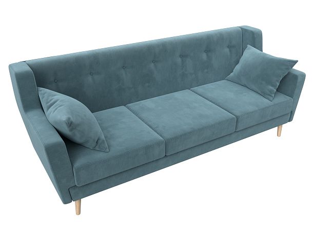 Прямой диван Брайтон 3 (полностью велюр бирюзовый) - Вид 5