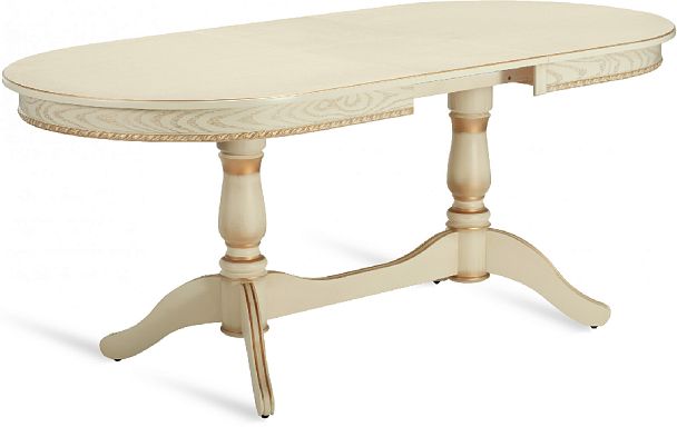 Стол деревянный раздвижной Барэнт 150(190)х90х76 Слоновая кость с золотой патиной - Вид 4