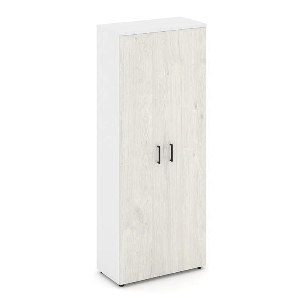 Style Project Шкаф высокий широкий SN.STS.E-108 Белый/Белый/Дуб Наварра/Черный Ручки 796*400*1982 - Вид 1