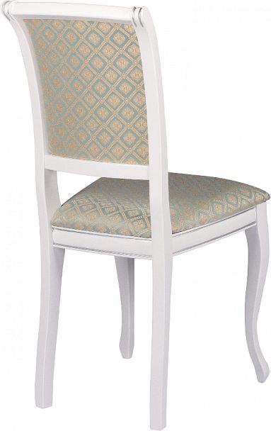 Стул деревянный с мягким сиденьем Арктос Белый с серебряной патиной/Бирюзовый жаккард - Вид 4