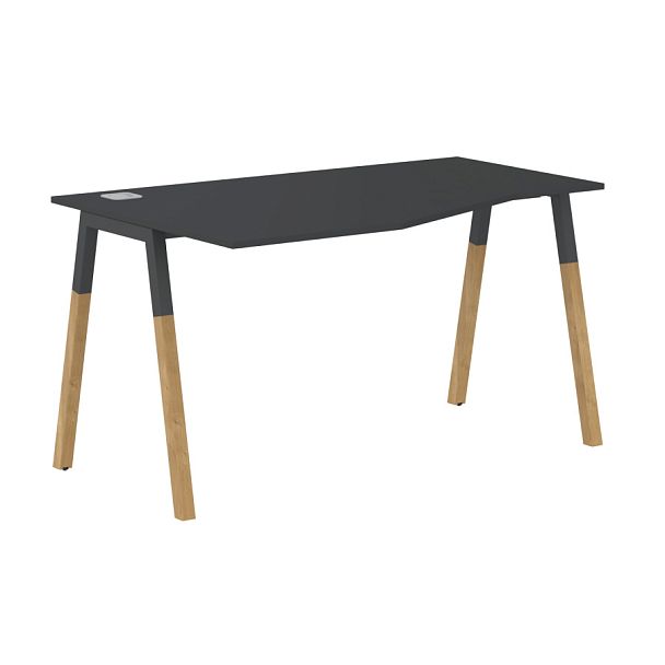 Стол FCT 1367(L) Черный графит/Антрацит-Бук 1380х900(670)х733 FORTA - Вид 1