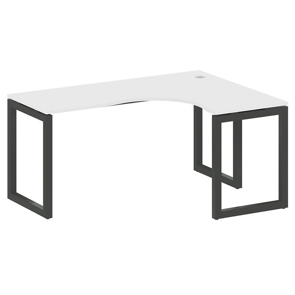 Metal System Quattro Стол криволинейный правый на О-образном м/к 50БО.СА-4 (R) Белый/Антрацит металл 1600*1200*750 - Вид 1