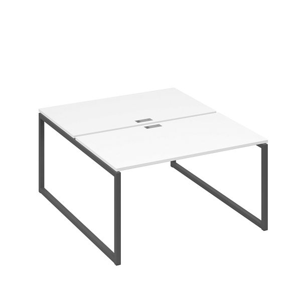 Рабочая станция QUATTRO (2х140) опоры металлокаркас A4 А4 Б4 177 БП белый премиум / металлокаркас антрацит - Вид 1