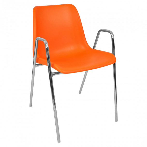Стул Vicenza (4 высокие ножки c подлокотниками), каркас Хром, оранжевый, РП+ИК, стопируемый - Вид 1
