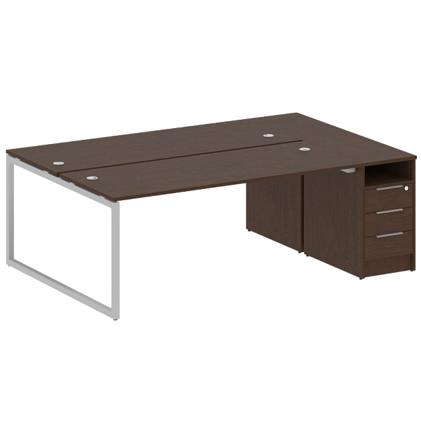 Metal System Quattro Р. ст. с тумбой на О-образном м/к 40БО.РС-СТП-2.5 Венге/Серый металл 2212*1475*750 - Вид 1