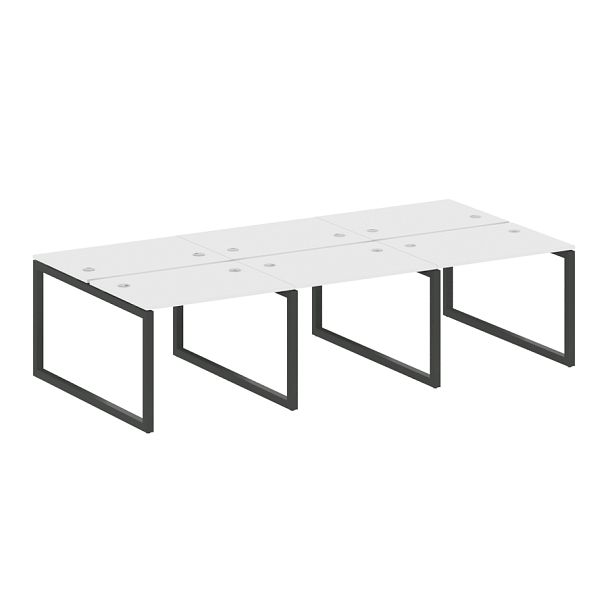Metal System Quattro Р. ст. на 6 раб. места на О-образном м/к 50БО.СМ-6.1 Белый/Антрацит металл 3000*1475*750 - Вид 1