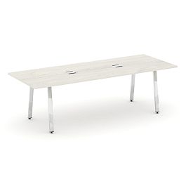 Style Project Direct Lux Стол переговорный M-SN-6A.SPRG-258 Дуб Наварра/Нержавеющая Сталь/Хром 2580*980*25 - Фото предпросмотра