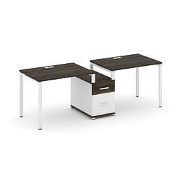 Concept Рабочая станция 2 места с 1 опорной тумбой CN.ORS-305 W Дуб Мали/Белый Бриллиант/Металл Белый 2272*720*750 - Фото предпросмотра
