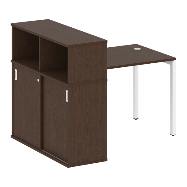 Metal System Quattro Стол письменный с шкафом-купе на П-образном м/к 40БП.РС-СШК-3.1 Т Венге/Белый металл 1410*1120*1098 - Вид 1