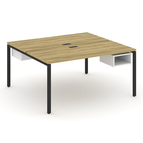 Concept Рабочая станция 2 сторонняя с подвесными тумбами на 2 места CN.DRS-104 Дуб Винченцо/Белый Бриллиант/Металл Черный 1580*1480*750 - Вид 1