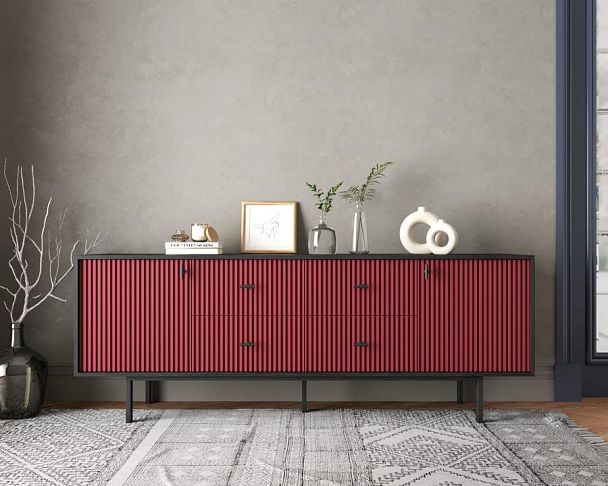 Комод две дверки и четыре ящика Emerson арт EM19/red/L - Вид 4