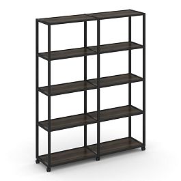 Shelf Mobile Стеллаж 5 уровней 2 секции VR.LT-STK-511.08 Дуб Мали/Металл Черный 1570*400*2000 - Фото предпросмотра