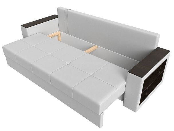 Диван прямой Дубай Лайт полки справа (полностью экокожа белая) - Вид 7