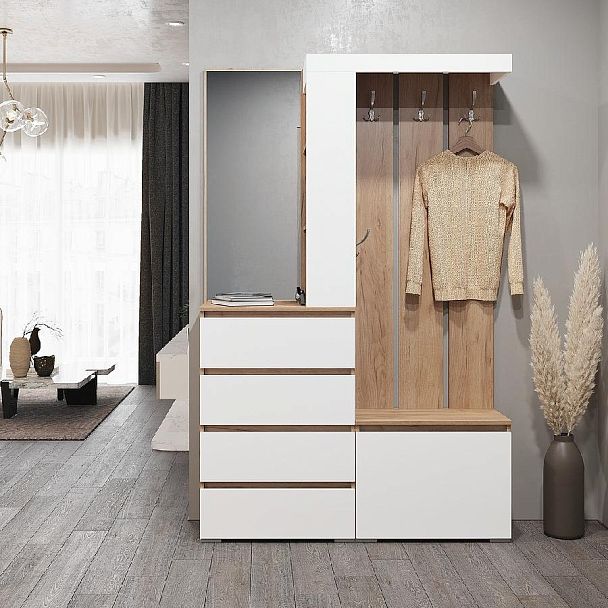 Хелен ПР-01 (Хельга) прихожая дуб крафт золотой/белый - Вид 3