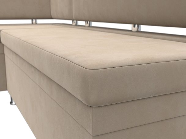 Кухонный уголок Стайл левый (полностью велюр бежевый) - Вид 4