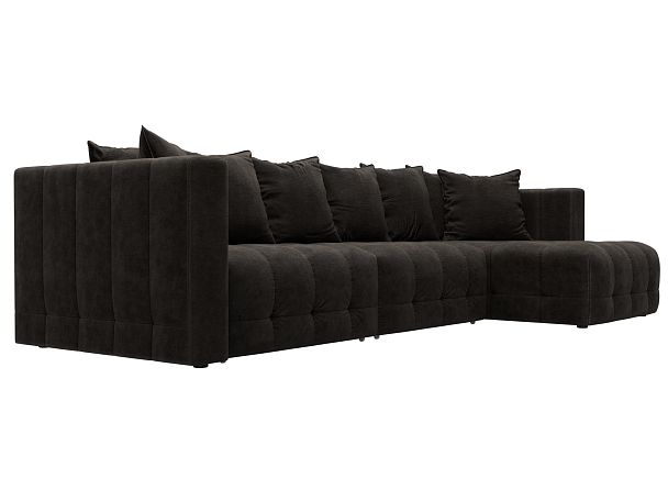 Диван угловой Лига-052 НПБ Лонг угол универсальный Велюр коричневый - Вид 3