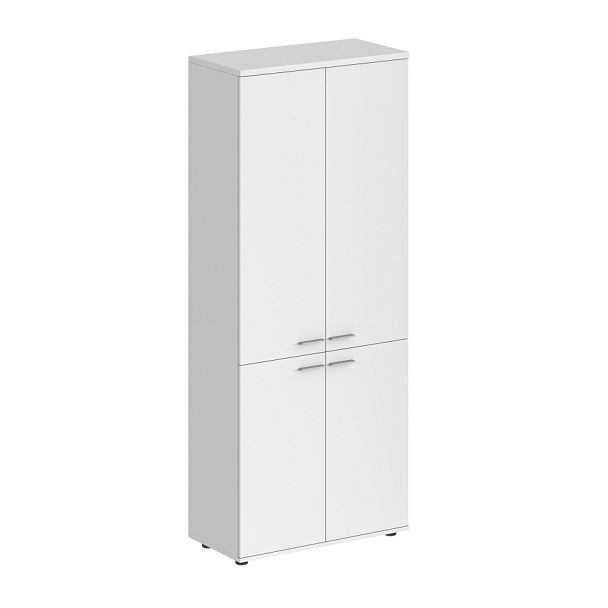 Шкаф высокий Sigma 800х400х1955, 4-х дв, з.ст ЛДСП / корпус: белый;  фасады: белый - Вид 1