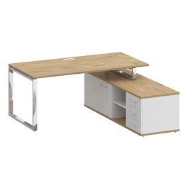 Шифт Стол руководителя с опорной греденцией, правый SK.SRG-180 (R) Тиквуд Светлый/Белый Бриллиант 18 - Фото предпросмотра